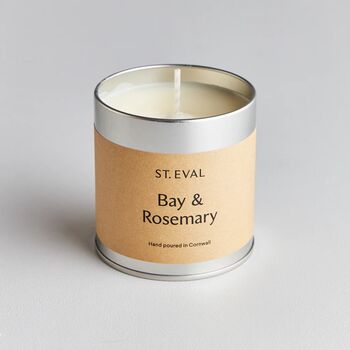 Bay And Rosemary Scened Tin Candle, 3 of 5