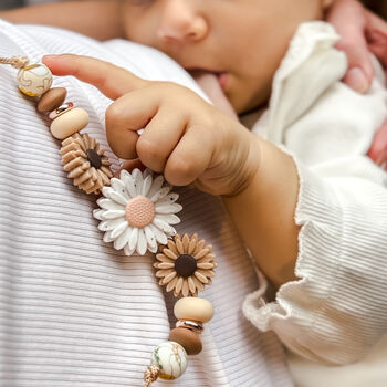 Floral Daisy Chain Breastfeeding And Teething Necklace Peachy Petals, 7 of 8