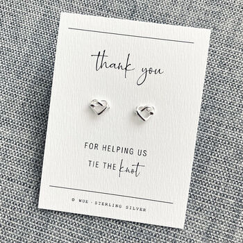 Wedding Thank You Knot Heart Silver Earrings, 4 of 4