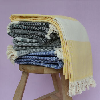 Herringbone Soft Cotton Blanket, Personalised Gift, 5 of 12