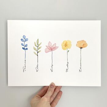 Personalised Family Flower Stem Print, 2 of 10