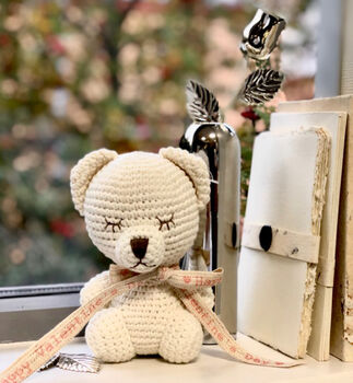 Personalised Hand Knitted Christening Bear, 9 of 12