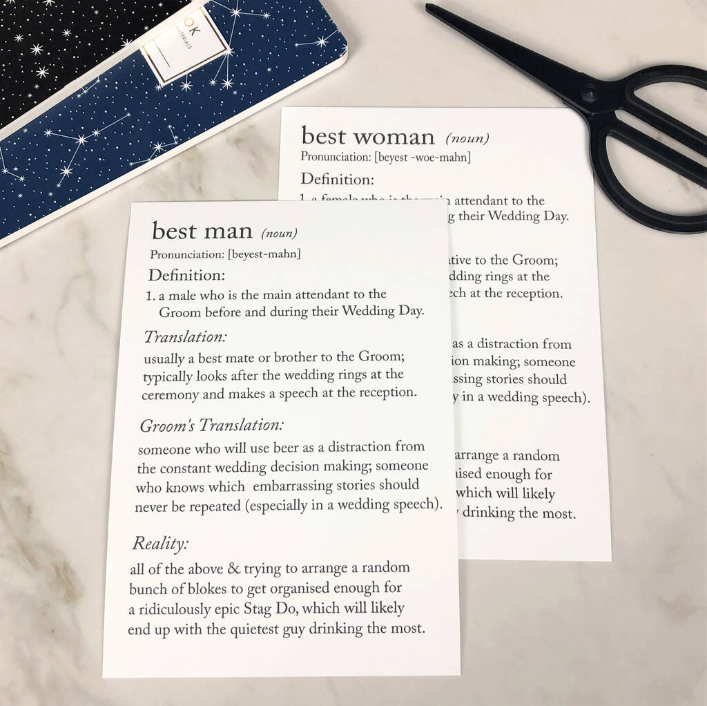 Funny Best Man Definitions A5 Card By The New Witty 