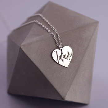Bespoke Name Necklace On Sterling Silver Heart, 5 of 12
