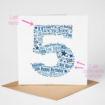 Blue Star Personalised 5th Birthday Card, 4 of 5