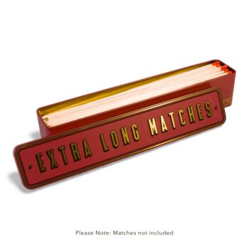 Extra Long Match Tin Storage Box Candle Gold Home Accessory Matches | Orange, 5 of 12