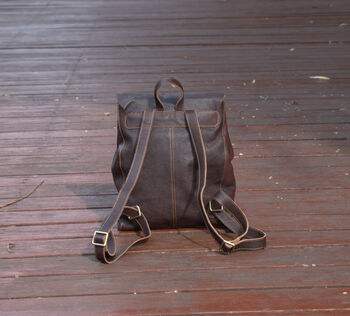 Worn Look Leather Backpack For Ladies, 4 of 12