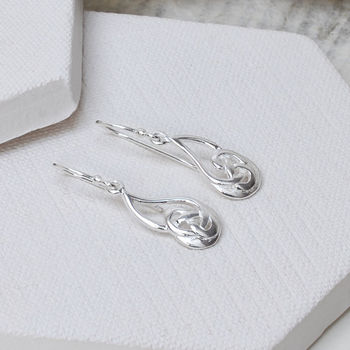 Sterling Silver Dangly Celtic Flame Earrings, 2 of 4