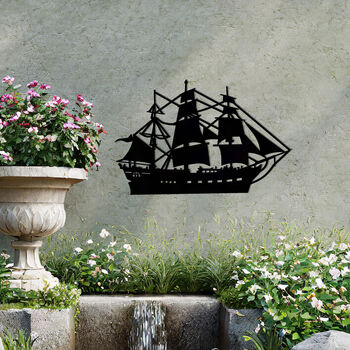 Sailing Ship Metal Wall Art Gift For Nautical Garden Decor, 5 of 10