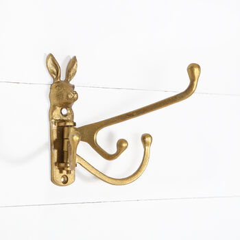 Rabbit Hare Multi Wall Hook, Brass Effect, 4 of 4