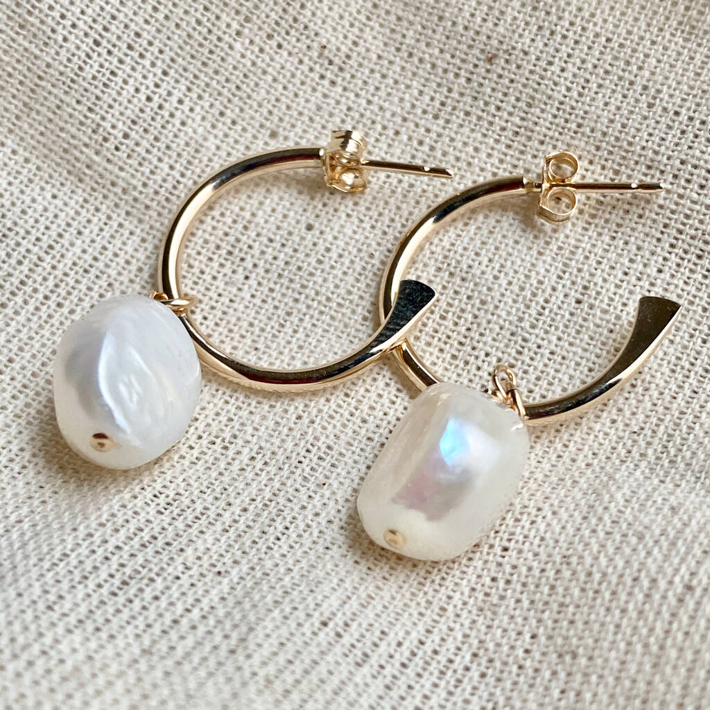 Large Tapered Pearl Hoops By Crystal and Stone | notonthehighstreet.com