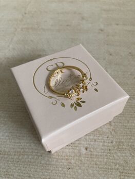 18 K Gold Adjustable Dainty Leaf Ring Silver, 3 of 6