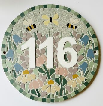 Floral Mosaic House Door Number Sign, 6 of 12