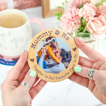 Personalised 'Mummy And Me' Photo Ceramic Coaster, 3 of 5