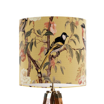 Vintage Style Garden Birds On Yellow Lampshade, 4 of 5