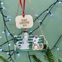 Personalised Christmas Dogs On A Park Bench Bauble, thumbnail 1 of 3