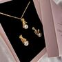 3D Cat Ivory Pearl And 18k Gold Plated Necklace And Earrings Jewellery Set, thumbnail 4 of 5