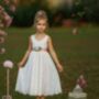 Saffron Ivory White ~ Luxurious Lace Flower Girl Dress, thumbnail 3 of 6