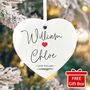 Couples Ceramic Heart Hanging Decoration Bauble + Gift Box, thumbnail 1 of 7