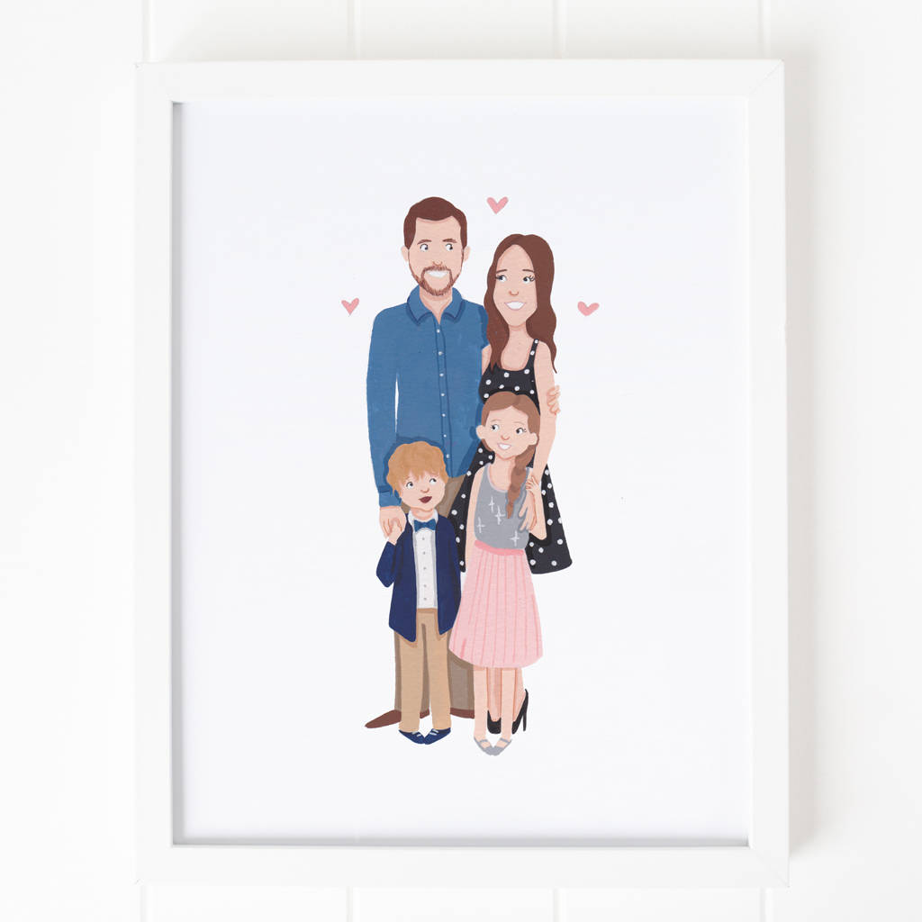 Personalised family illustration custom family keepsake personalised happy birthday personalised illustration custom family picture