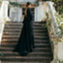 Black Lace Wedding Dress With Bell Sleeves And Train, thumbnail 8 of 12