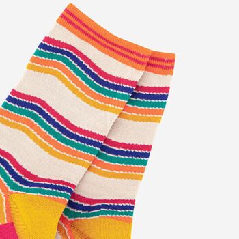 Women's Wavy Rainbow Stripe Bamboo Socks, 4 of 5