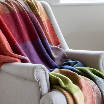 Colourful Block Check Wool Throw, 3 of 4