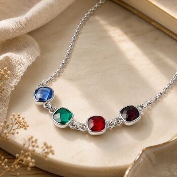 Personalised Square Shaped Family Birthstones Necklace, 6 of 12