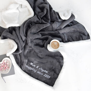 Personalised Dark Grey Super Soft Winter Blanket, 2 of 5