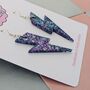 Large Purple Glitter Lightning Earrings, thumbnail 2 of 4