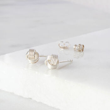 Silver 60th Birthday Knot Stud Earrings, 2 of 11