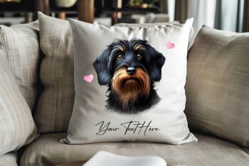 Personalised Wirehaired Daschund Hearts Cushion Cover Gift, 2 of 2