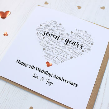 Personalised 7th Copper Wedding Anniversary Card, 9 of 10