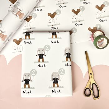 Personalised Birthday Age Mouse Or Bunny Wrapping Paper, 8 of 12