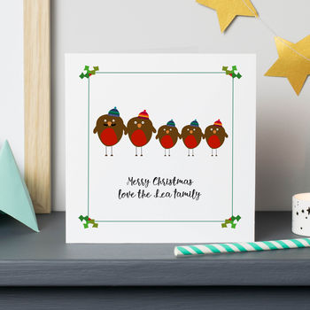 Robin Family Personalised Christmas Cards, 4 of 6