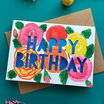 June Birth Flower Paper Cut Birthday Card, 2 of 4