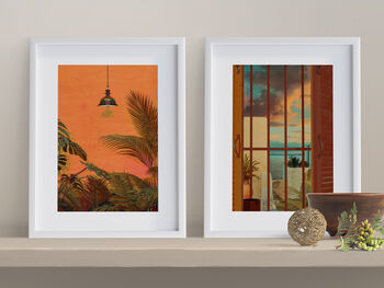 Scenic Colourful Exotic Palm Tree Art Print Set Of Two, 3 of 5