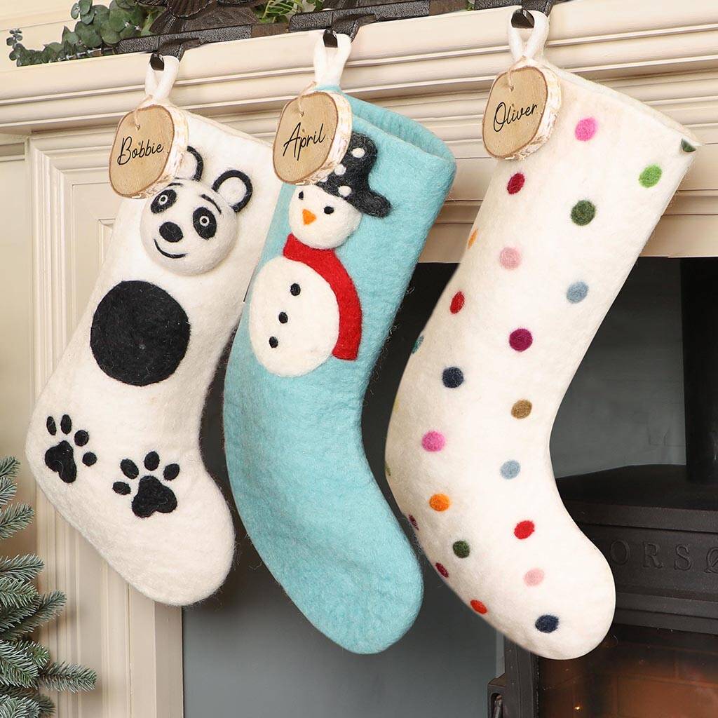 Handmade wool christmas stockings Clearance