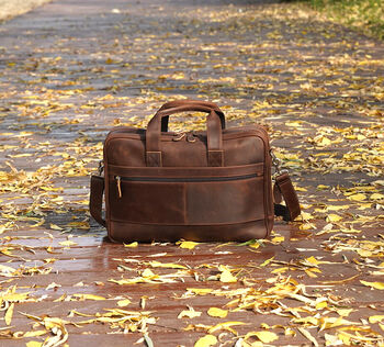 Minimalist Leather Briefcase Laptop Bag Business, 4 of 12