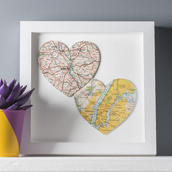 Two Map Hearts Wedding Anniversary Print, 11 of 12