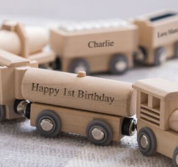 Personalised Christening Wooden Train, 2 of 3