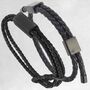 Versatile Men's Black Adjustable Leather Bracelet With Smooth Sliding Clasp Artisan Jewellery, thumbnail 5 of 8