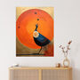 Prominent Peacock Stunning Bird Orange Wall Art Print, thumbnail 1 of 6
