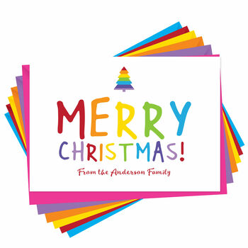 Personalised Rainbow Merry Christmas Card, 3 of 3