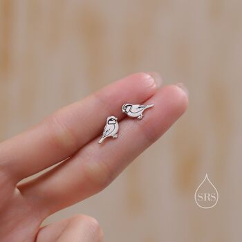Sterling Silver Tiny Sparrow Bird Stud Earrings Earrings, 6 of 12