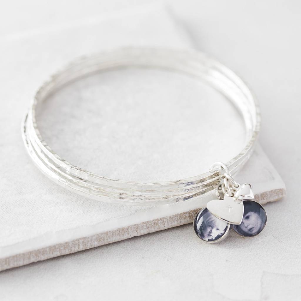 Personalised Photo Charm Bangles By Button and Bean