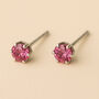 Micro Sterling Silver Pink Tourmaline Stud Earrings, thumbnail 1 of 6