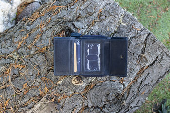 Women's Luxury Navy Blue Leather Small Trifold Purse Rfid Protected Personsalised, 7 of 7