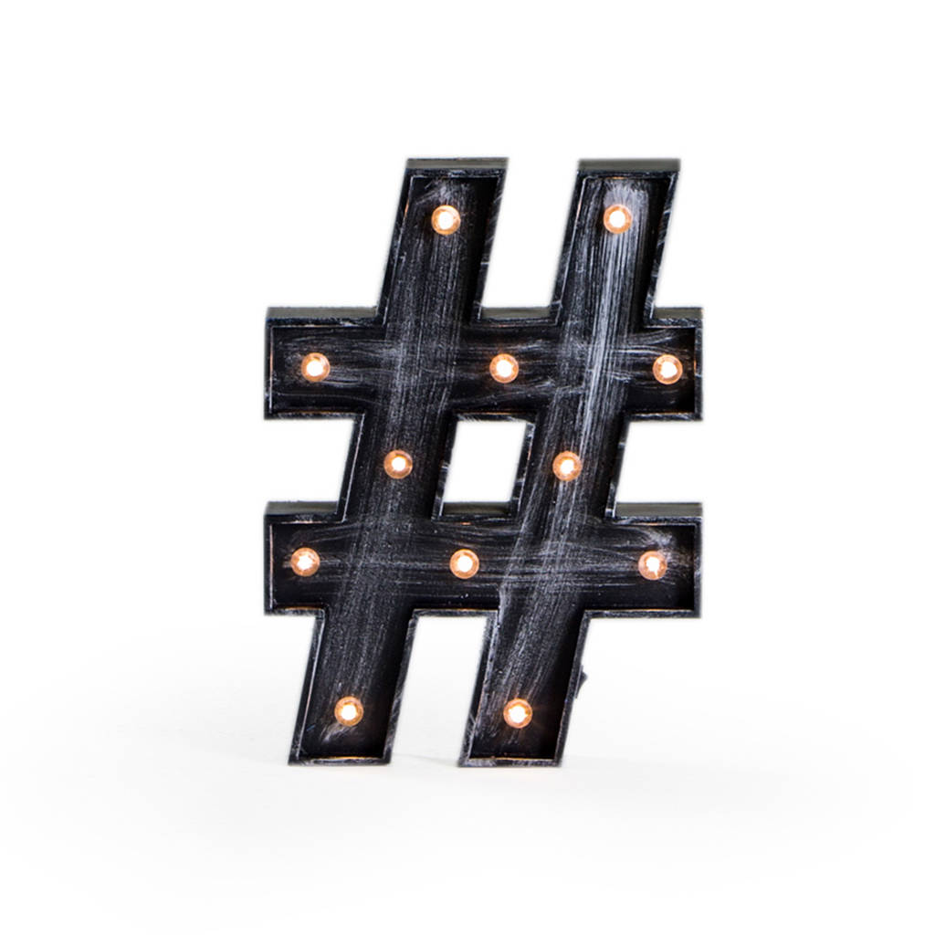 Decorative Metal Hashtag Light By I Love Retro