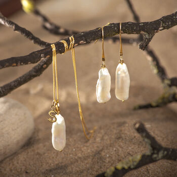 Thick Biwa Pearls In Gold Plated, 3 of 4